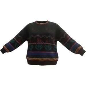 Vintage 100% Cotton Fair Isle Knit Sweater Made in USA Sweater Loft Large